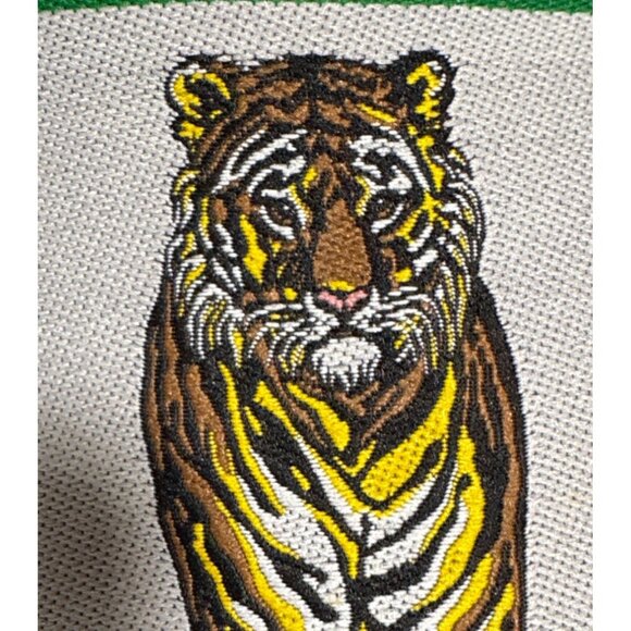 Tiger Embroidered Patch With Green Edge For Jackets Backpacks 4 x 2.5" - Picture 3 of 7